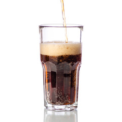 Glass black carbonated water foam kvass dark beer