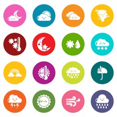 Weater icons set colorful circles vector