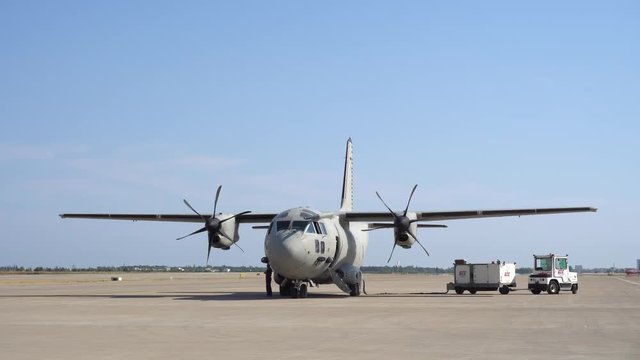 A large Military airplane