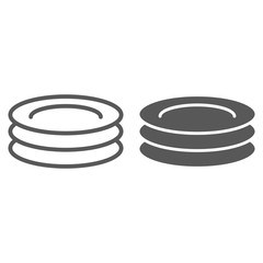 Plates line and glyph icon, kitchen and cooking, dishes sign vector graphics, a linear pattern on a white background, eps 10.