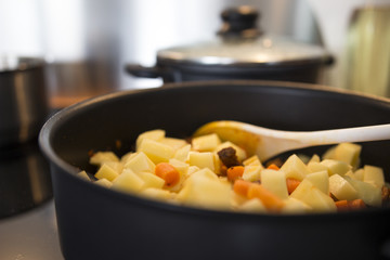 Making food in a kitchen 