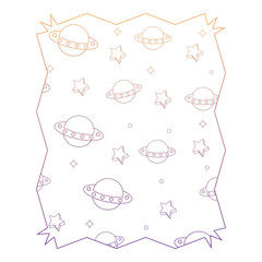 abstract frame with ufo and stars pattern over white background, vector illustration