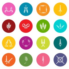 Ear corn icons set colorful circles vector