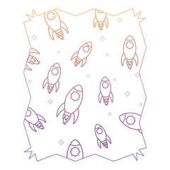 abstract frame with space rockets pattern over white background, vector illustration
