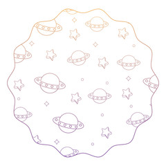 circular frame with ufo and stars pattern over white background, vector illustration