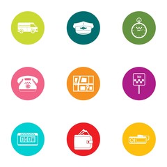 Fast ride icons set, flat style