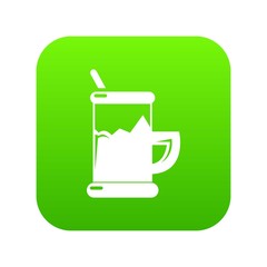 Metal glass cup tea icon green vector