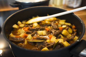 Making food in a kitchen 