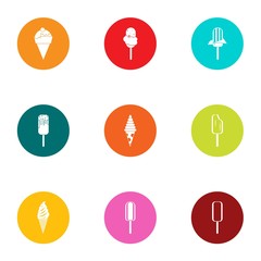 Sundae icons set, flat style