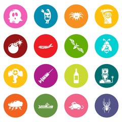 Fears phobias icons set colorful circles vector