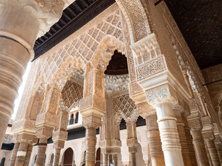 Interior of Alhambra palace and fortress complex located in Granada, Andalusia, Spain.
