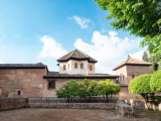 Stunning view of Alhambra palace and fortress complex located in Granada, Andalusia, Spain.