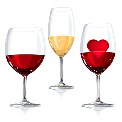 Vector illustration wine glass, with red and white wine