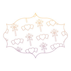 arabic frame with magic wands and hearts pattern over white background, vector illustration