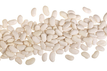 White kidney beans isolated on white background close up. Top view