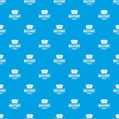 Military hat pattern vector seamless blue