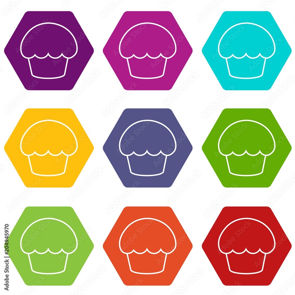 Poster Glaze cupcake icons set 9 vector - Posters