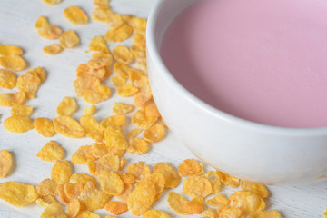 Bowl of fresh yogurt with cereal