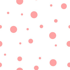 Seamless pattern. Pink polka dot on the white background