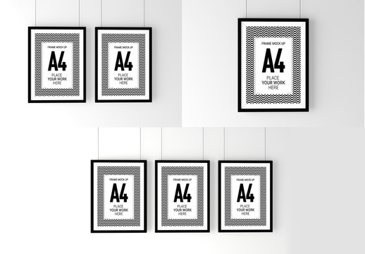 3 Black Frame Poster Mockup Set