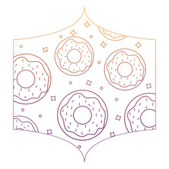 decorative frame with sweet donuts pattern over white background, vector illustration