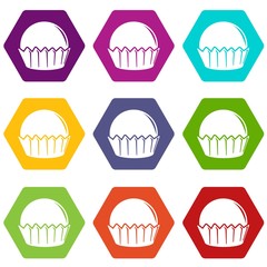 Cupcake icons set 9 vector