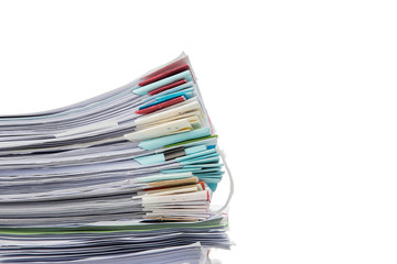 Stack of Documents isolated on white background. Documents pile.