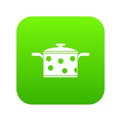 Saucepan with white dots icon digital green