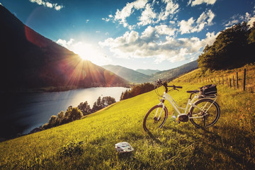 e-bike above a beautiful lake