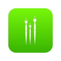 Three brushes for painting icon digital green