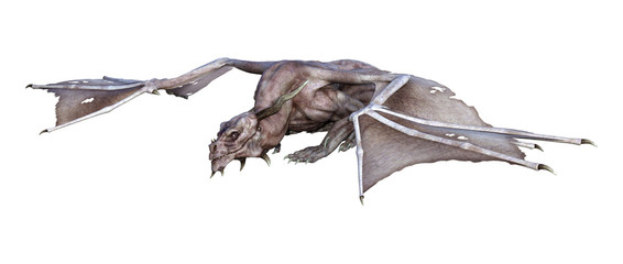 3D Rendering Fantasy Vampire Dragon on White