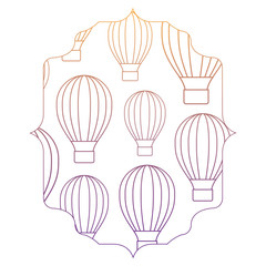 Fototapeta premium arabic frame with hot air balloons pattern over white background, vector illustration