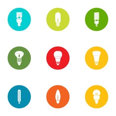Light bulb icons set, flat style