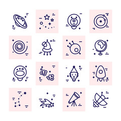 astronomy linear style icons