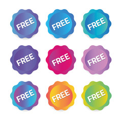 A collection of round stickers labels for banners