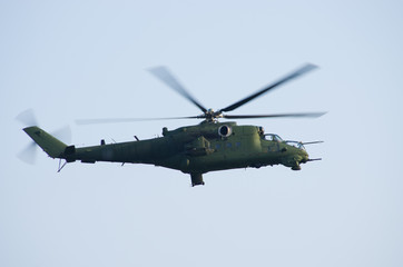 Fototapeta na wymiar Mi24 helicopter on the sky