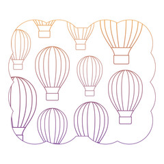 Naklejka premium decorative frame with hot air balloons pattern over white background, vector illustration