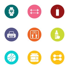 Med cooperation icons set, flat style