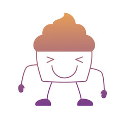 kawaii happy cupcake icon over white background, vector illustration