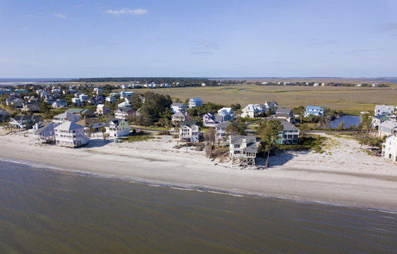 Aerial View Of Coastal Homes In South Carolina, Some With Hurricane Damage