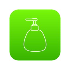 Dispenser pump cosmetic icon green vector