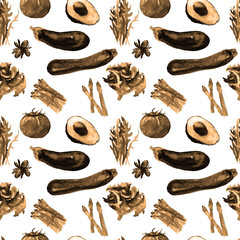 Obraz premium Vegetables Seamless Pattern. Repeatable Pattern with Healthy Food. 
