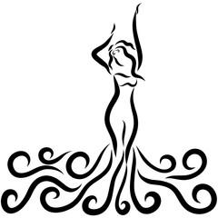 girl in a dress with waves