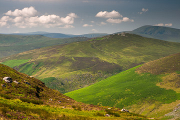 Spectacular panoramic view over Wicklow Mountains at Sally Gap, Ireland