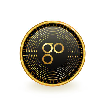 OmiseGo Cryptocurrency Black Coin Isolated