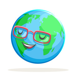 Ecology happy emotion nature earth globe character icon isolated vector illustration