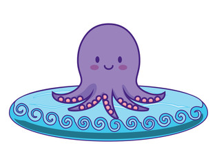 cute octopus icon over white background, colorful design. vector illustration