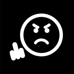Angry emoticon, emoji icon on dark background