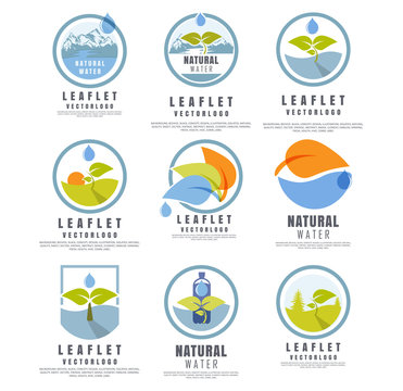 icon set, natural water. The concept of natural water, water from the mountains, vector illustration