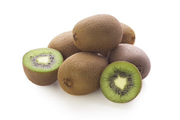 Group of kiwi fruit isolated on white background